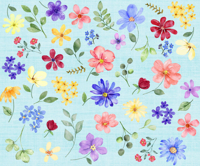 Angels Tossed Watercolor Flowers Cotton Fabric