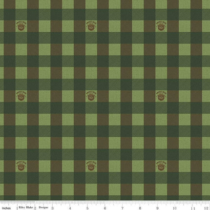 Friends of Smokey Bear Buffalo Check Grass Cotton Fabric