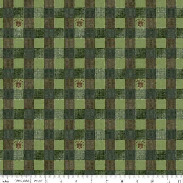 Friends of Smokey Bear Buffalo Check Grass Cotton Fabric