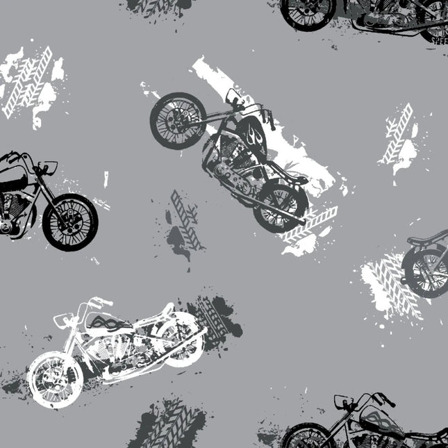 Motorcycle Toss Flannel Fabric