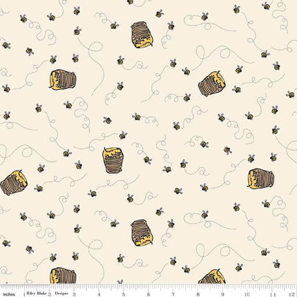 Winnie the Pooh Bees Cream Cotton Fabric
