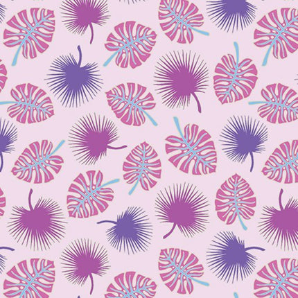 Rooville Palm Fronds Magenta Cotton Fabric