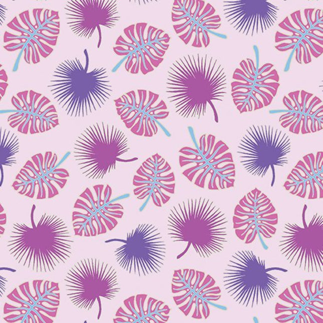 Rooville Palm Fronds Magenta Cotton Fabric