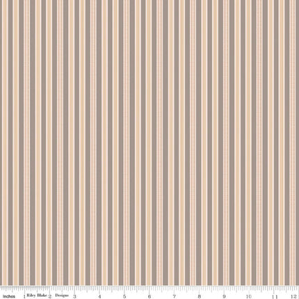 Farmer's Daughter Ticking Pewter Cotton Fabric