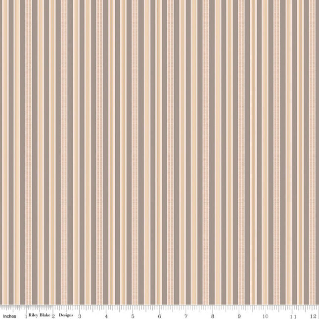 Farmer's Daughter Ticking Pewter Cotton Fabric