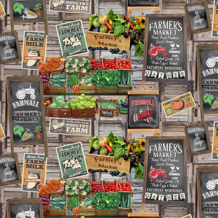 Farmall Farm to Table Farmer's Market Cotton Fabric
