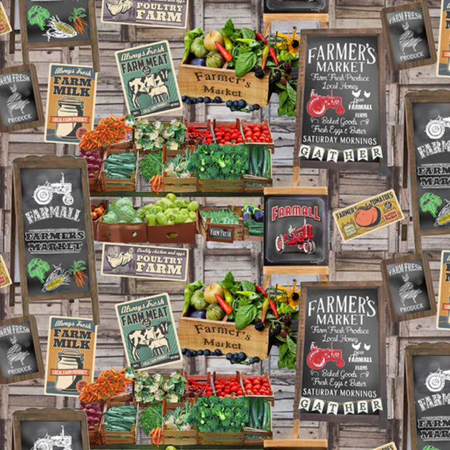 Farmall Farm to Table Farmer's Market Cotton Fabric