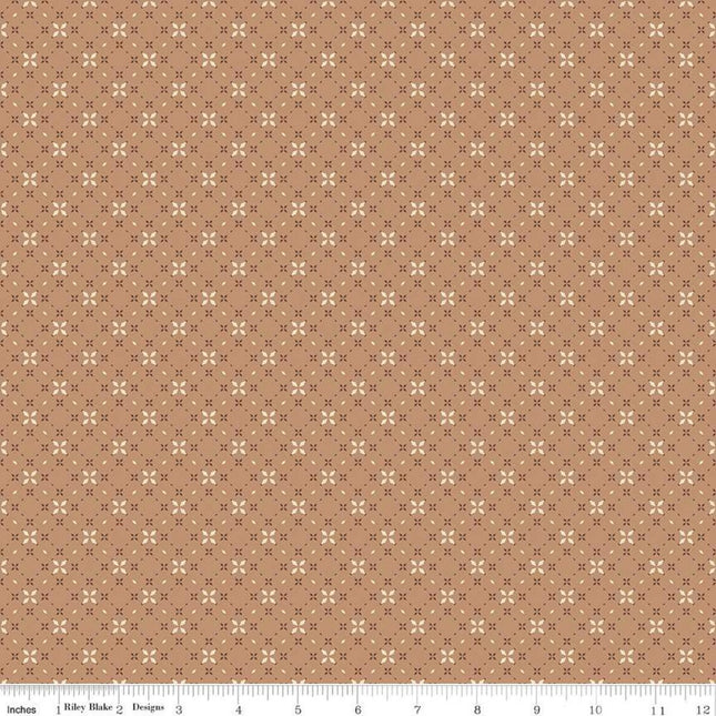 Evening on the Prairie Geo Floral Sienna Cotton Fabric