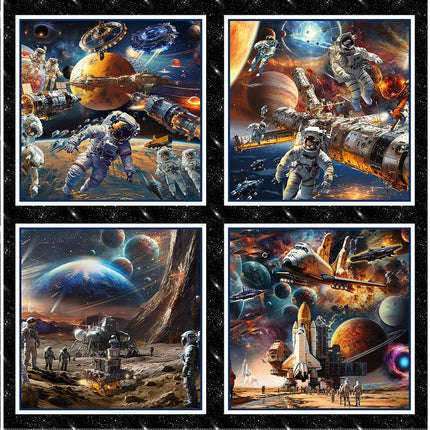 Space Cadet Cotton Pillow Panel Fabric