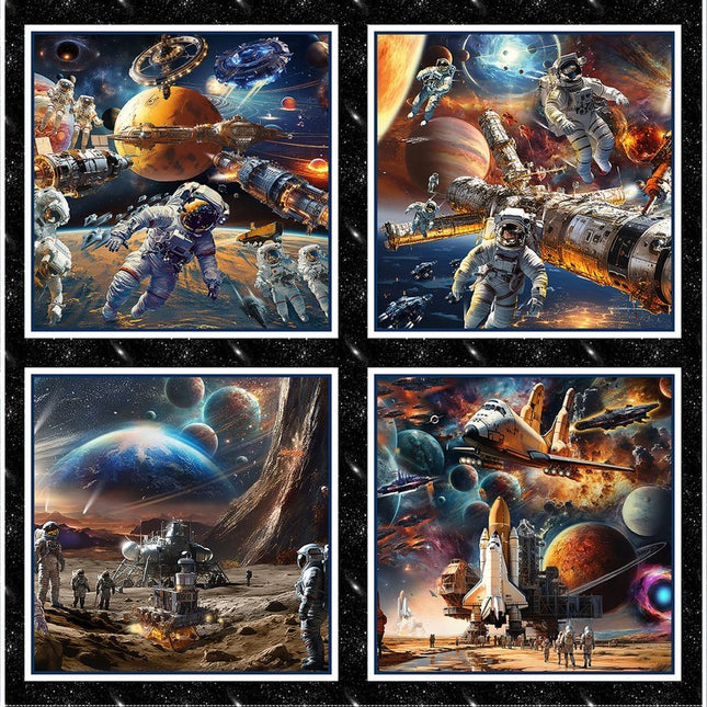 Space Cadet Cotton Pillow Panel Fabric