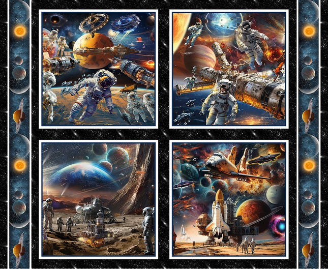 Space Cadet Cotton Pillow Panel Fabric