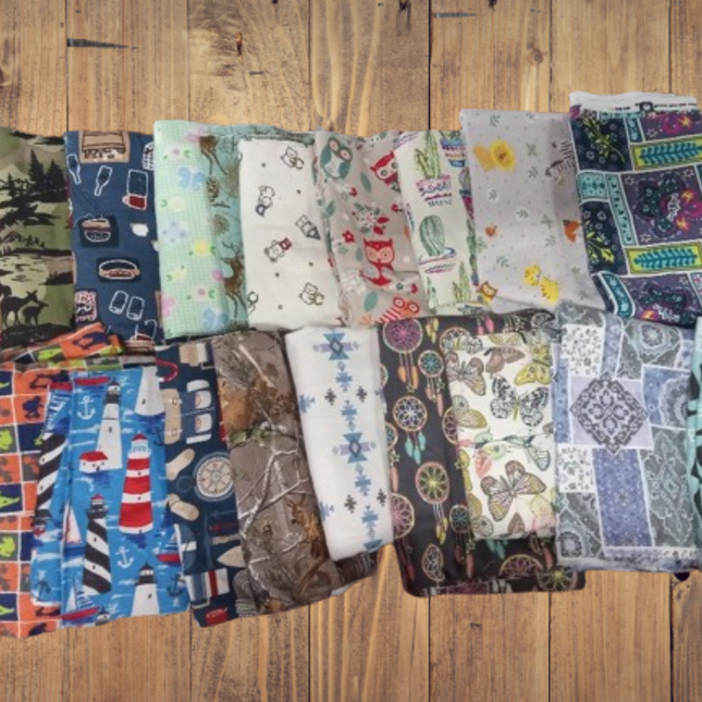 Assorted Flannel - 1/2 Yard Cuts -  20 Prints- Fabric Bundle