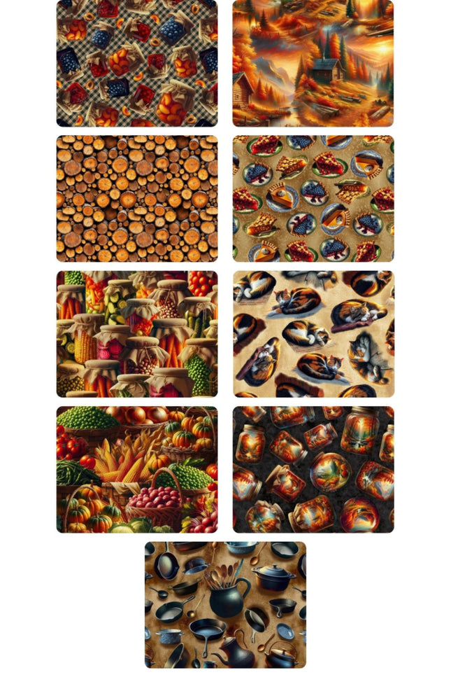 9 Fat Quarters - Assorted Homestead Heritage Cotton Fat Quarter Bundle