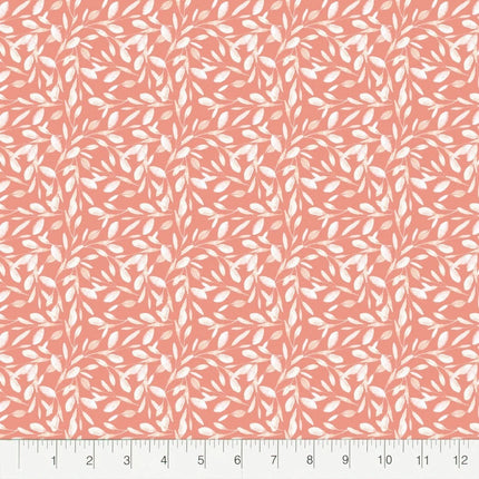 Savannah Vine Coral Flannel Fabric