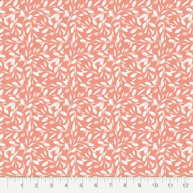Savannah Vine Coral Flannel Fabric