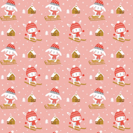 Snow Bunny Pink Flannel Fabric