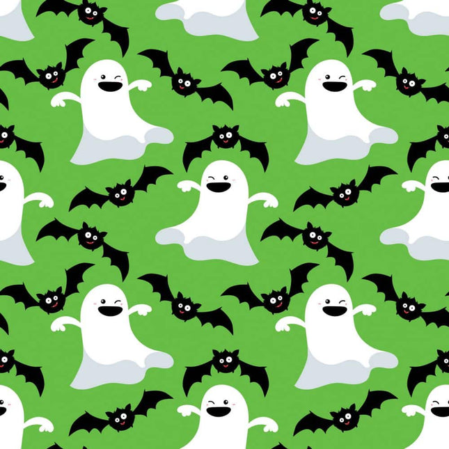 Ghostly Allover - Green Cotton Fabric