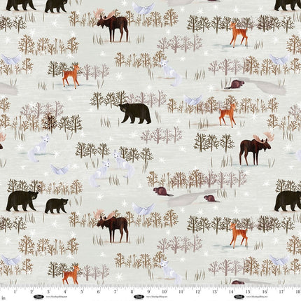 Chill Factor Wildlife Ice Flannel Fabric