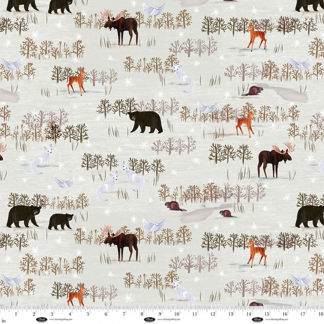 Chill Factor Wildlife Ice Flannel Fabric