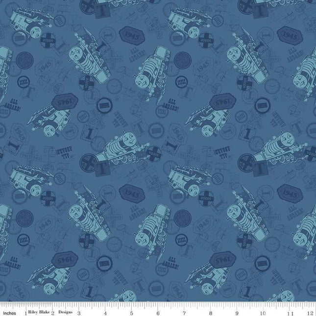 Thomas & Friends™ 80th Anniversary Tonal Toss Denim Cotton Fabric