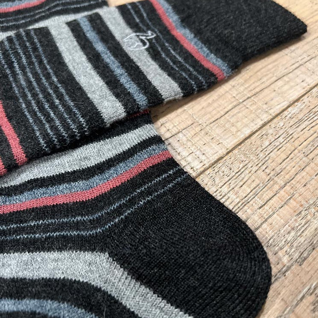 Alpaca Socks - Stripe - Mauve Size Large