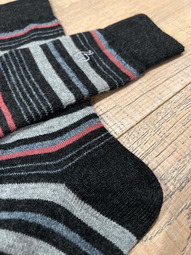 Alpaca Socks - Stripe - Mauve Size Large