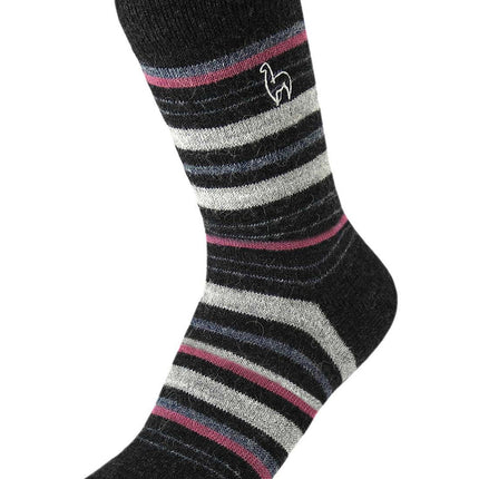 Alpaca Socks - Stripe - Mauve Size Large