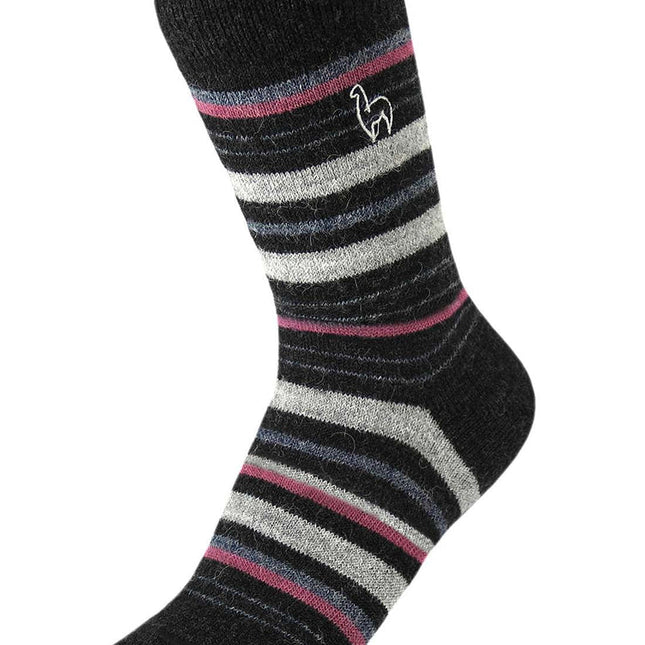 Alpaca Socks - Stripe - Mauve Size Large