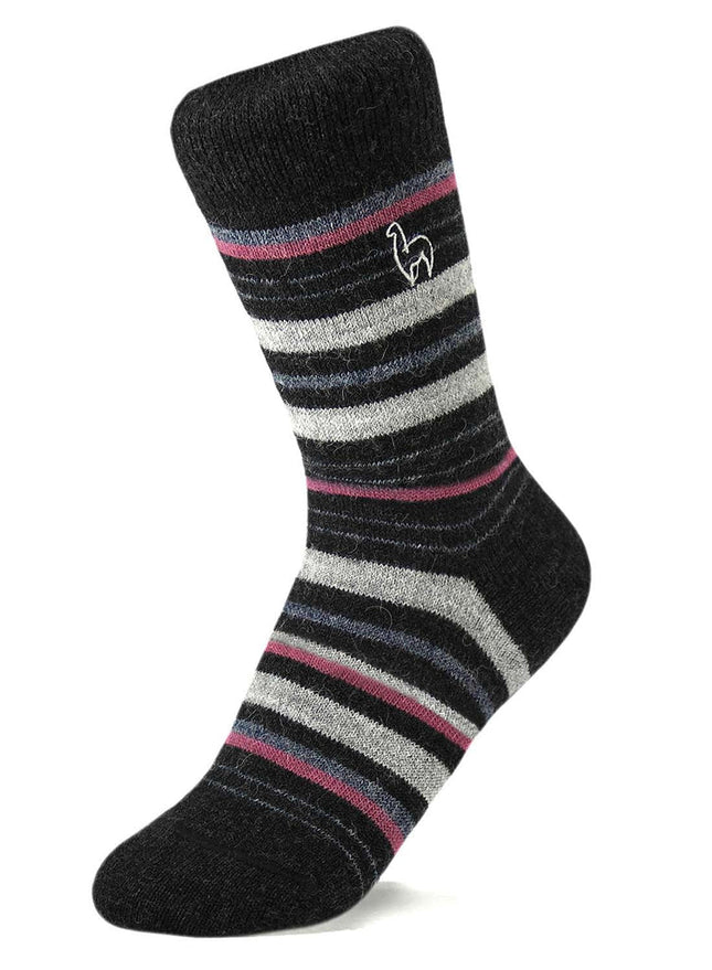 Alpaca Socks - Stripe - Mauve Size Large