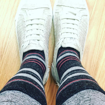 Alpaca Socks - Stripe - Mauve Size Large