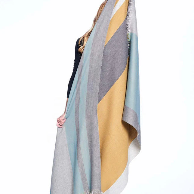 Alpaca Throw Blanket Reversible - Mustard Weed