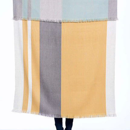 Alpaca Throw Blanket Reversible - Mustard Weed