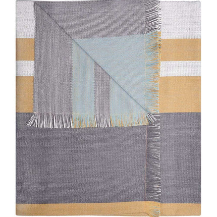 Alpaca Throw Blanket Reversible - Mustard Weed