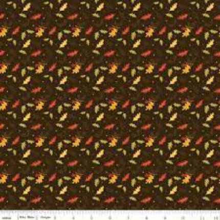 Awesome Autumn Leaves Raisin Cotton Fabric