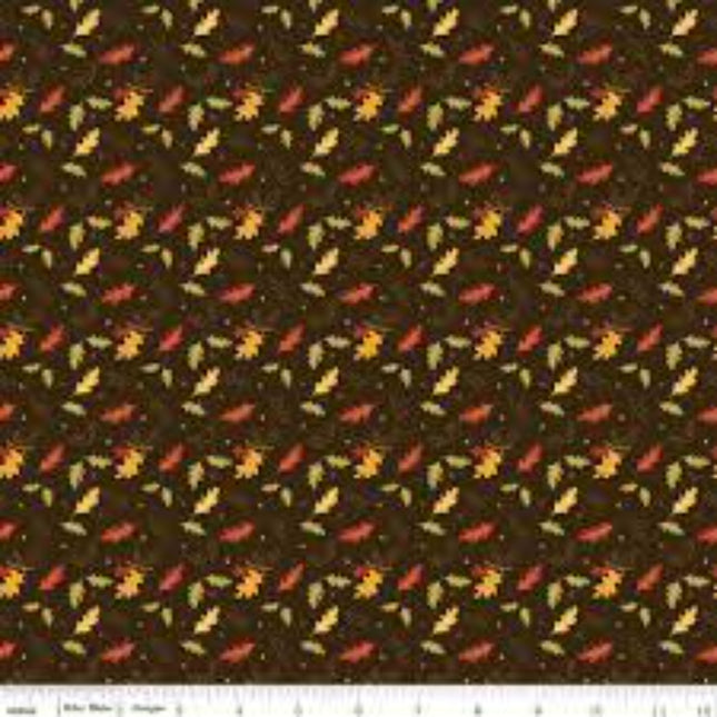 Awesome Autumn Leaves Raisin Cotton Fabric