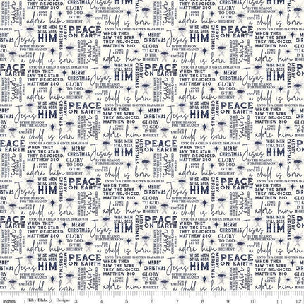 Come Let Us Adore Him Text Cloud Cotton Fabric