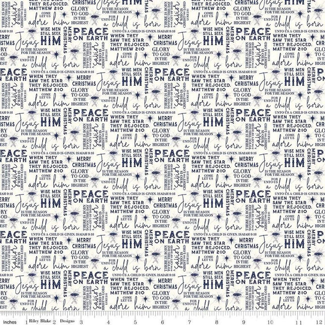 Come Let Us Adore Him Text Cloud Cotton Fabric