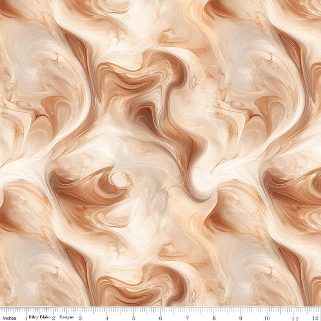 Coffee Time Swirl Cinnamon Cotton Fabric