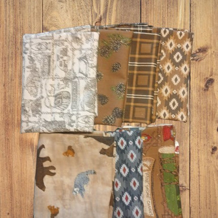 7 Fat Quarters - Assorted Pine Grove Brown Wildlife Fat Quarter Bundle