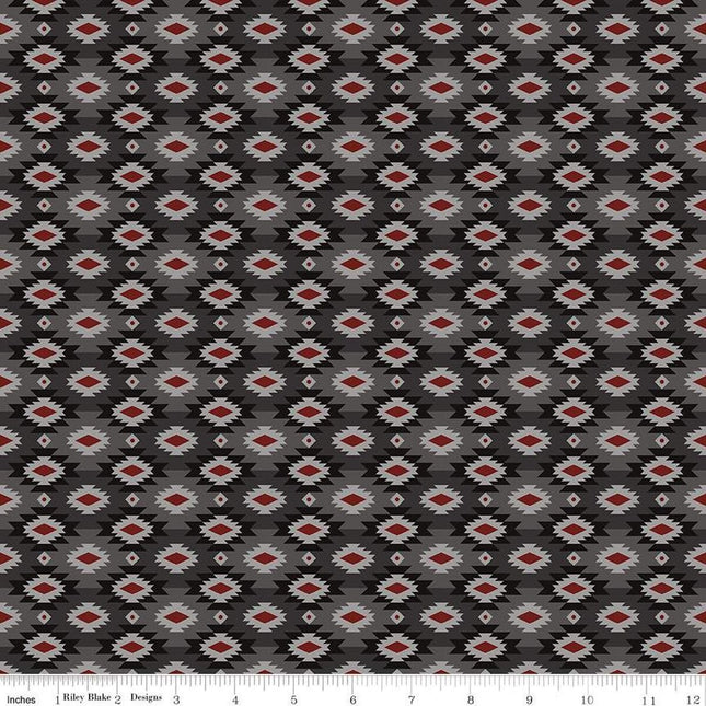 Pine Grove Geometric Gray Cotton Fabric
