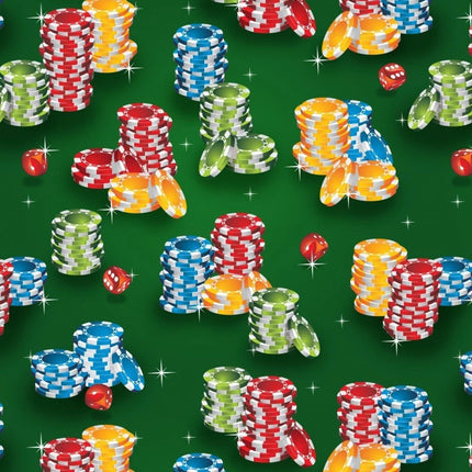 Poker Chip Stacks Cotton Fabric
