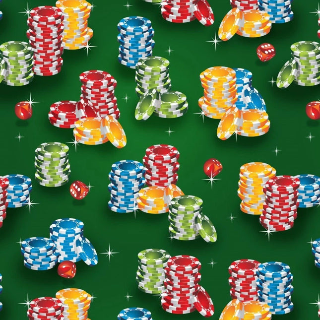 Poker Chip Stacks Cotton Fabric