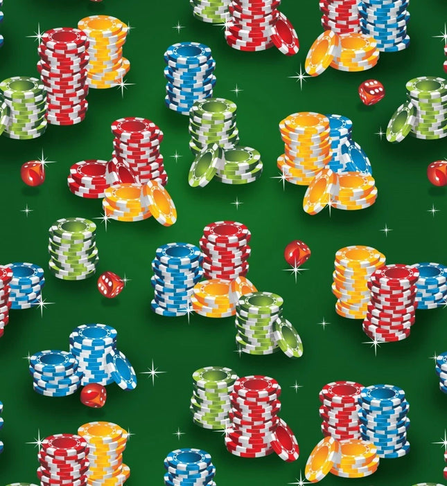 Poker Chip Stacks Cotton Fabric