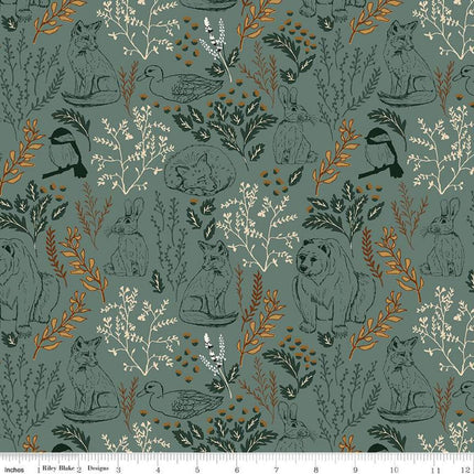 Let's Wander Main Teal Cotton Fabric