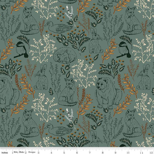 Pillowcase - Let's Wander Main Teal Cotton