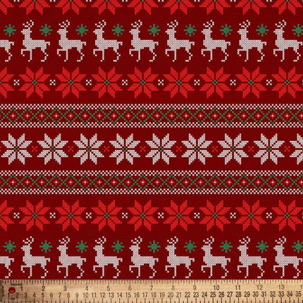 Knitted Reindeer - 1 Yard Precut Cotton