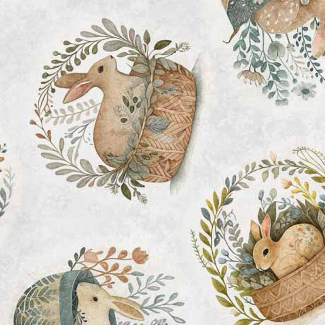 Curtain Valance - Cotton Tails Rabbit and Basket Toss Gray