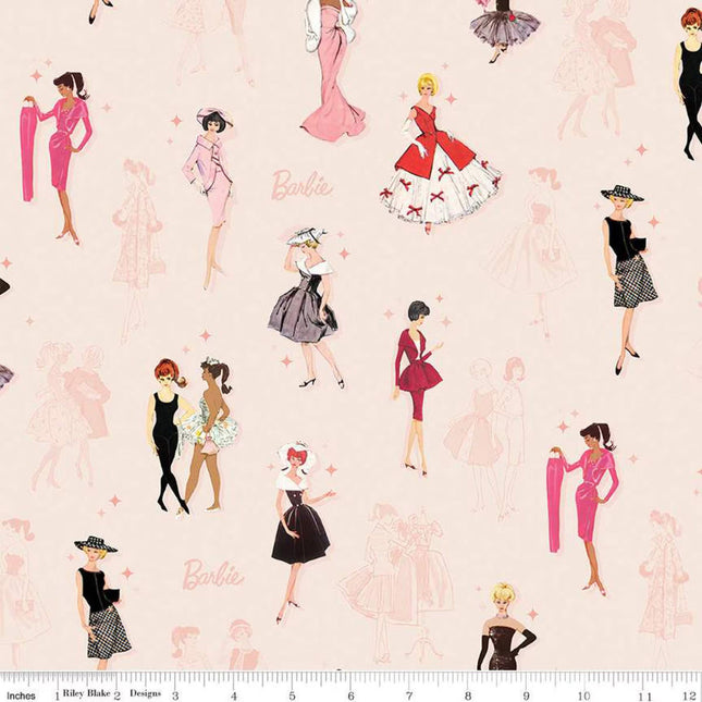 Barbie Vintage Main Blush Cotton Fabric Table Runner & Placemats