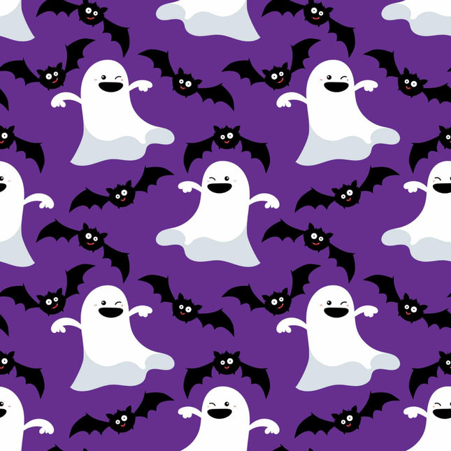 Ghostly Allover - Purple Cotton Fabric
