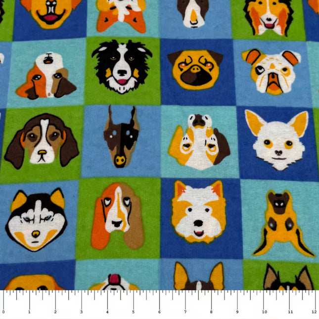Pillowcase - Blue Dog Grid Flannel